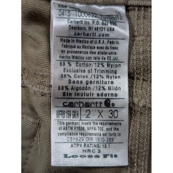 Carhartt FR Loose Fit Utility Work Pants 29x29 Flame Resistant Canvas Khaki - Picture 8 of 11